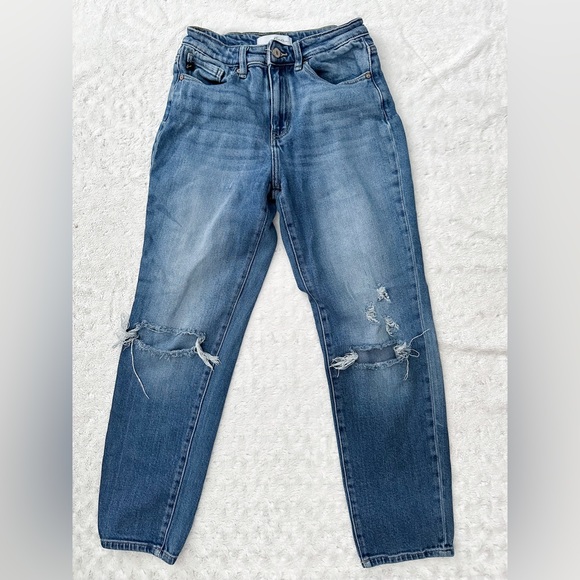 KanCan Denim - KANCAN High Rise Distressed Straight Taper Jean